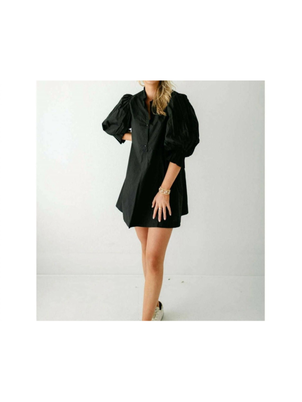 Women's Sincerely Ours Black Puff Sleeve Mini Dress M